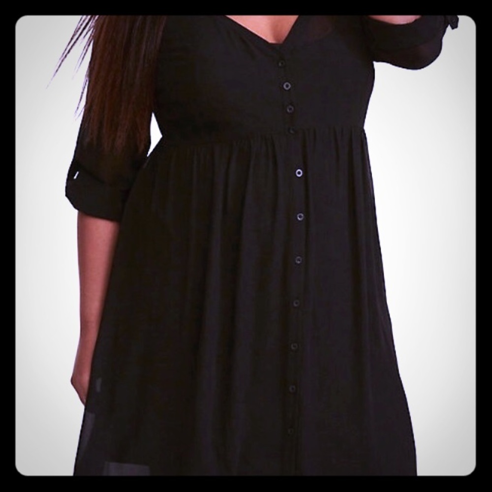 Black Chiffon Shirtdress